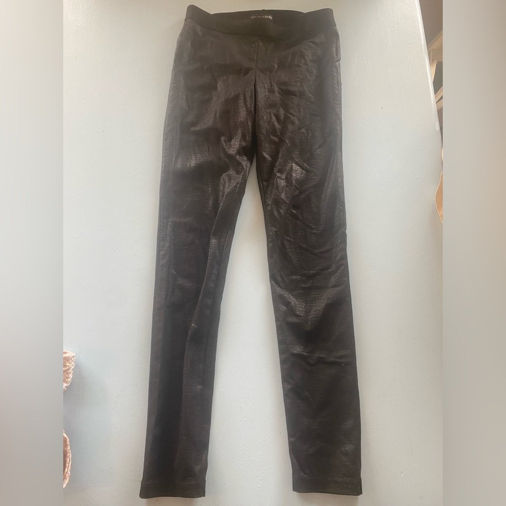 David Lerner - Black Textured Shiny Leggings, Size S